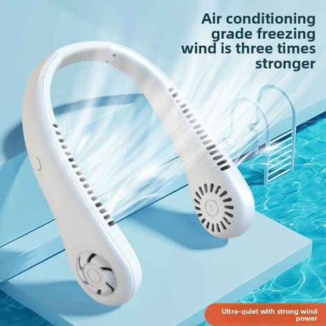 Ventilateur cou sans pales - USB rechargeable silencieux mini, blanc, cadeau étudiant NORVYN (1/4)