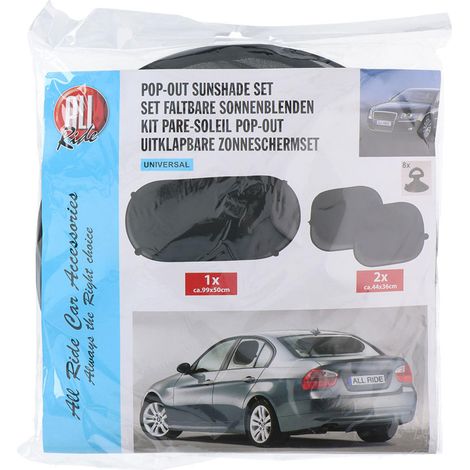 All Ride Pop-Out-Auto-Sonnenschutz-Paket in Schwarz