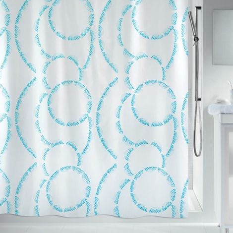 CLAIRE Cortina de ducha de poliéster 120x200 cm azul y blanca Spirella
