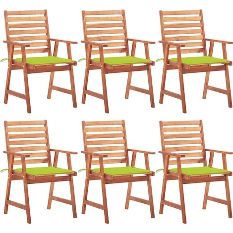vidaXL Sillas comedor de jardín y cojines 6 uds madera maciza acacia (1/5)