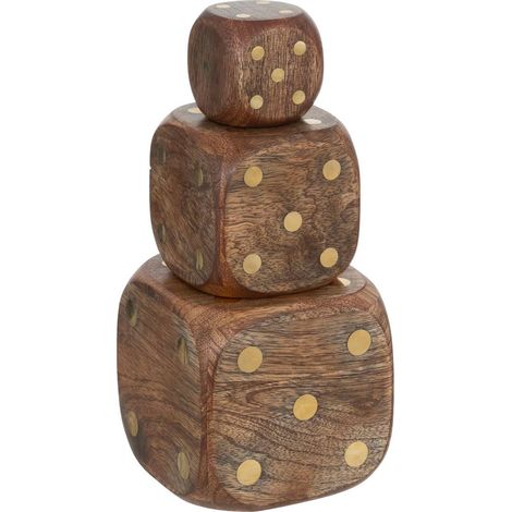 Set di 3 dadi roger deco in legno di mango naturale - Atmosphera créateur d'intérieur (1/5)
