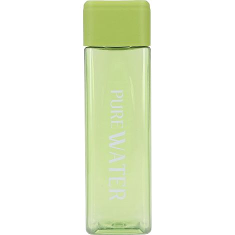 Bouteille d'eau transparente de 500 ml (17 oz) avec inscription imprimée et dragonne verte. (1/5)