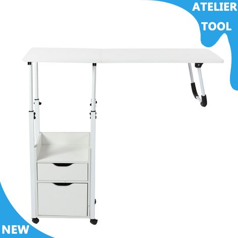 ATELIER Table à coucher avec 4 Roues universelles Table de côté mobile hauteur réglable sur le bureau de lit (1/5)