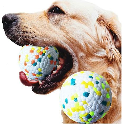 Pelota de goma para perros, pelota indestructible para perros, juguete masticable de goma dura, limpia los dientes, juega, entrena. (1/5)