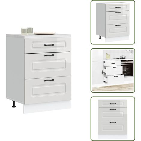 Küchenunterschrank Kalmar Hochglanz-Weiß Holzwerkstoff - Küchenunterschrank - Küchenunterschränke - Spülenunterschrank - Unterschrank Für Küche (1/5)