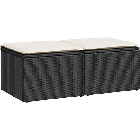 Salon de jardin avec coussins 2 pcs,Mobilier de jardin noir résine tressée acacia CFW88270 (1/5)