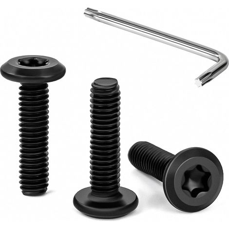 30 Pièces Vis à Tête Plate Torx Noir M4 x 16 mm Vis à Six Pans Creux en Acier Inoxydable A2 V2A Boulons de Meubles Hexagonale avec Clé T20 Filetage Complet (1/5)