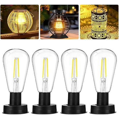 Lot de 4 ampoules solaires d'extérieur de 7 cm de rechange pour lampes solaires de jardin avec ampoule LED claire, panneau solaire de rechange pour lampes de jardin, lanterne solaire DIY