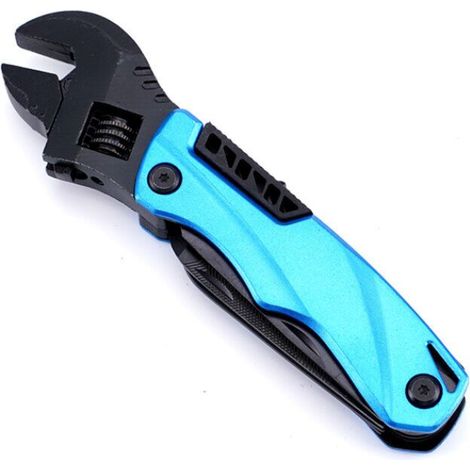 Multifunctional Wrench Pliers, Folding Knife, Saw Wrench Repair Tool (Blue-Black) (1/4)