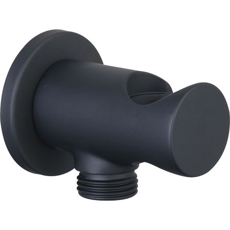 Presa acqua tonda con supporto M1/2" x M1/2" - Colore: Nero opaco