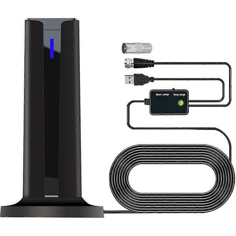 Antenne numérique 25 dBi de 6 000 miles pour Smart TV d'intérieur avec base adhésive 3M, réception à 360° et longue portée 4K 1080p pour les chaînes locales (1/5)