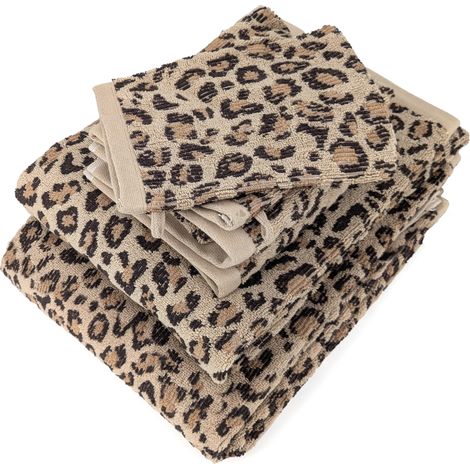 Parure de bain pur coton 5 pièces collection LEOPARD beige léopard (1/5)
