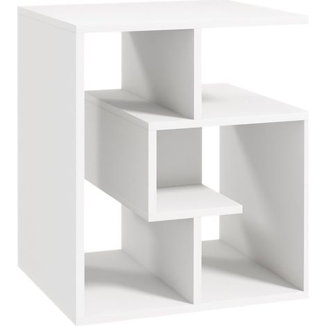 Table d'appoint blanche avec étagères de rangement moderne 45x40x55 cm pour salon ou chambre meuble pratique et élégant (1/5)