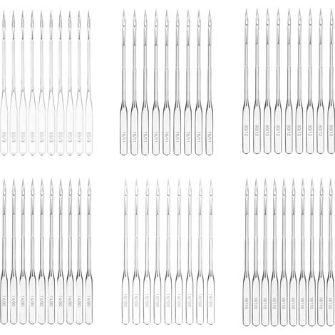 Aiguille Machine A Coudre - 60 Pièces - 6 Tailles 65/9 70/10 80/12 90/14 100/16 110/18 - Universelle Fer 39 mm - Pour Tissu Fin À Épais - Domestique