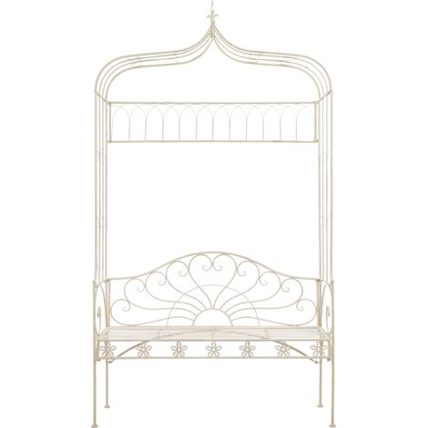 Gartenbank 122 cm Antik Weiß
