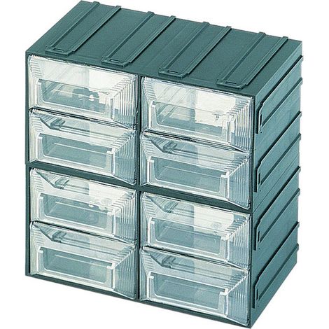 Cassettiera Terry Vision 13 portaminuteria a 8 scomparti cassetti corpo verde e cassetti trasparenti (1/2)