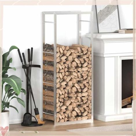 357861 Portant de bois de chauffage 50x28x132 cm acier inoxydable (1/5)