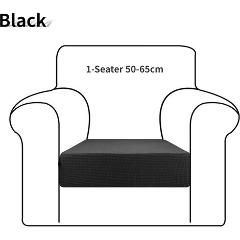 Housse de coussin élastique jacquard (noire, 3 pièces) pour canapé, fauteuil ou chaise. Protège-coussin d'assise. (1/5)