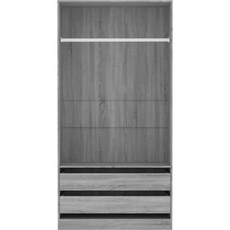 vidaXL Wardrobe Grey Sonoma 100x50x200 cm Engineered Wood