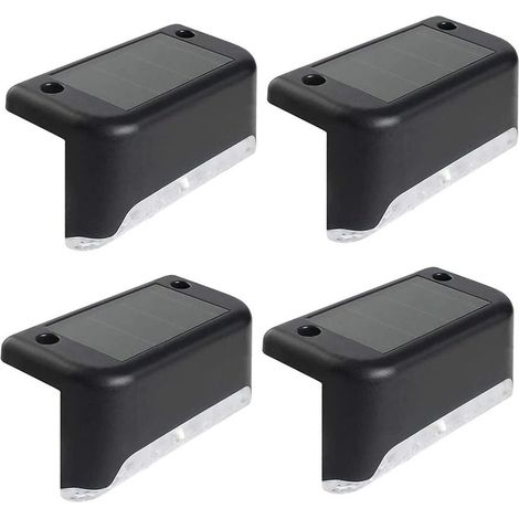 Lot de 4 lampes solaires d'extérieur étanches à LED pour escaliers extérieurs, marches, clôtures, cour, patio et allée (1/5)