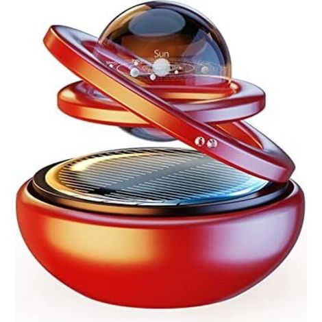 Diffuseur Parfum Voiture,AromathéRapie à éNergie Solaire,Combine Un Diffuseur D'Huile Essentielle De Suspension Et De Rotation Avec Double Anneau Interstellaire, Assainisseur D'Air Tech,(Rouge) (1/5)