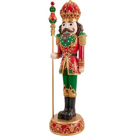 Soldatino schiaccianoci con led e musica in resina decorazione natalizia, h 184 cm (1/3)