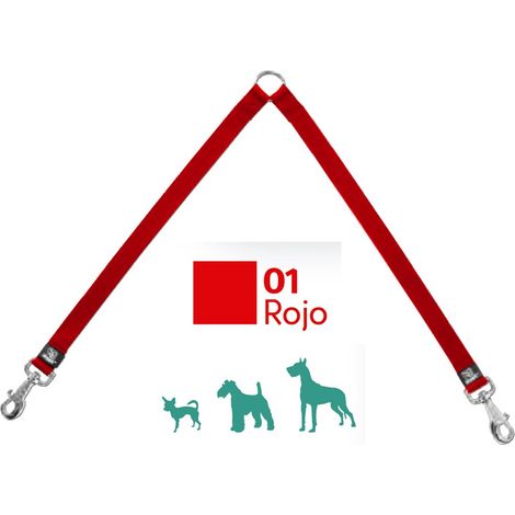 Attache pour deux chiens en nylon 35 cm x 1,5 cm