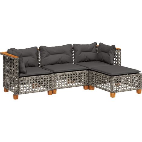Maison Exclusive - 4-tlg. Garten-Sofagarnitur mit Kissen Grau Pol