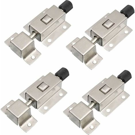 4 Pièce Loquet Coulissant Automatique à Ressort, Verrou de Porte Coulissante en Acier Inoxydable, Serrure à Loquet Coulissant à Barillet, Boulon de Barillet de Porte pour Salle de Bains (1/2)