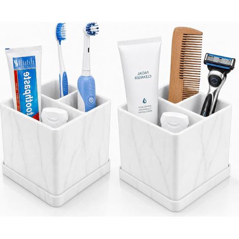 Soporte antideslizante de silicona para cepillos de dientes, apto para lavabos de baño, flexible y duradero, con orificio de drenaje. (1/5)