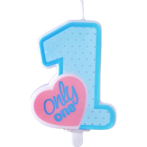 Candela numero "1 Only One", blu, 1 pz.