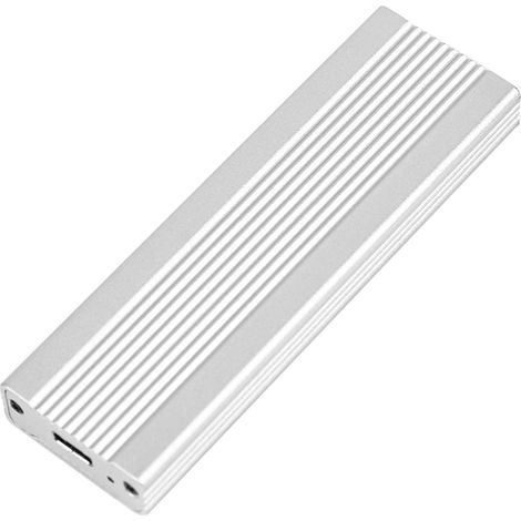 Boîtier pour disque dur mobile M.2 NGFF SATA, port USB 3.1 Type-C, boîtier SSD externe, transmission rapide, coque en alliage d'aluminium argenté (disque dur non inclus). (1/5)