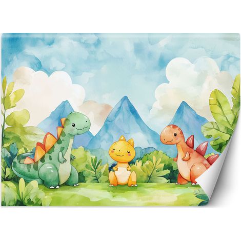 Tapete für Jungen Lustige Dinosaurier Bunte 100x70 cm (1/5)