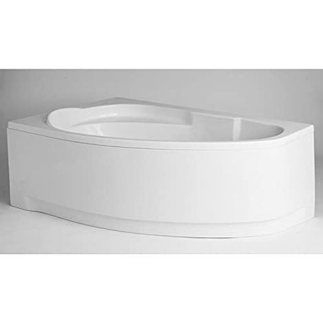 ECOLAM Baignoire d'angle acrylique Marea 160x100 cm gauche, pieds, siphon, silicone, tablier en acrylique. Belle forme Aspect moderne. Baignoire acrylique blanc (1/5)