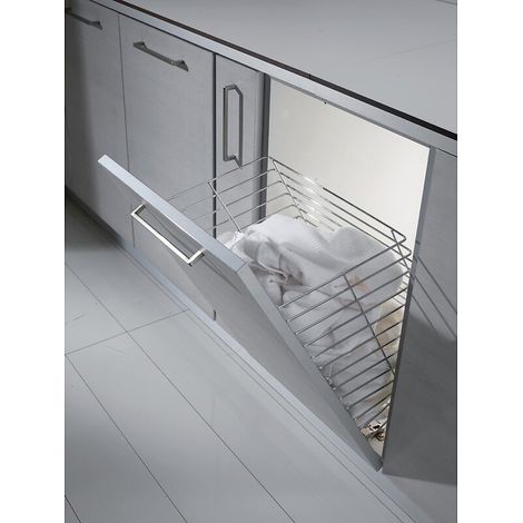 PANIER A LINGE FIL CHROME 40X30 AVEC COMPAS POUR PORTE BASCULANTE - INOXA SRL (1/2)
