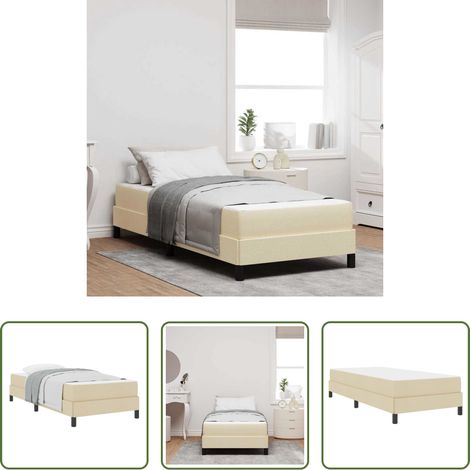 vidaXL Lit moderne - Lit à ressorts avec matelas Crème 80 x 200 cm tissu (1/5)