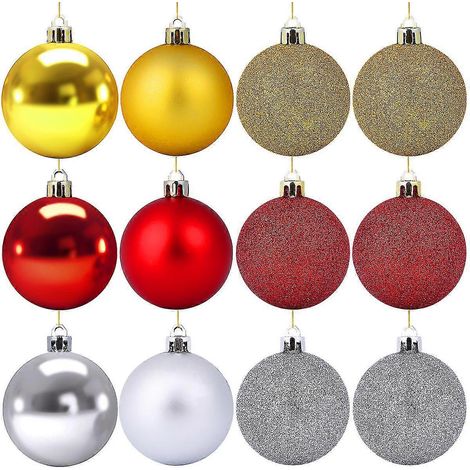 36 Mini-Weihnachtskugeln, mehrfarbig, 6 cm, für Weihnachtsbaumschmuck, ideal für Feste, Hochzeiten und Partys (1/2)
