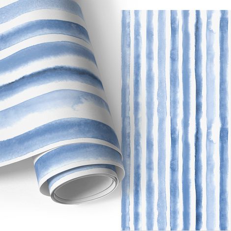 Möbelfolie - Klebefolie für Möbel - Selbstklebende - Deko-Folie für Küche Schrank Tisch & Fensterbank - Blaue Streifen 50x100 cm