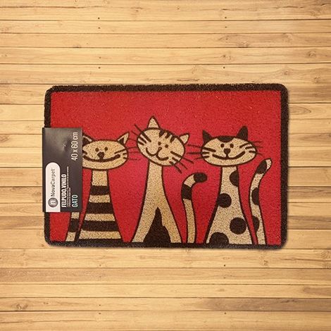 Felpudo de vinilo rizado 10mm Gatos 40X60cm (1/2)