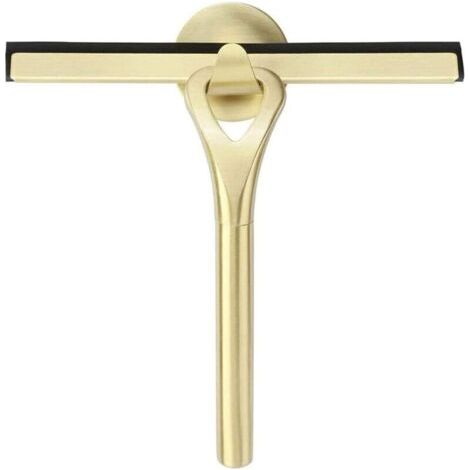 Grattoir de Douche Doré, 22,5 cm, Sans Traces, Crochet à Ventouse, Pour Miroirs, Sols, Vitres et Tables
