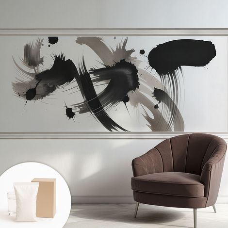 Papier peint intissé mural classique avec imprimé motifs décoratifs design élégant non‑tissé Expression abstraite 250x104 cm (1/5)