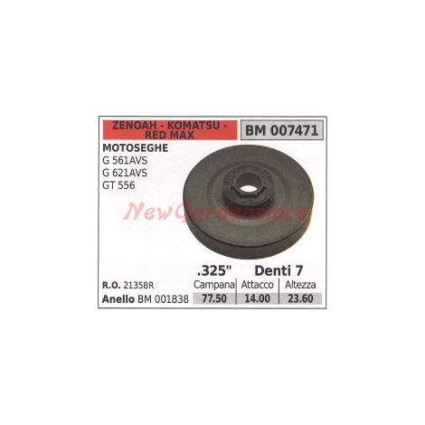 Pignone campana frizione motosega G561AVS G621AVS GT556 ZENOAH 21358R 007471