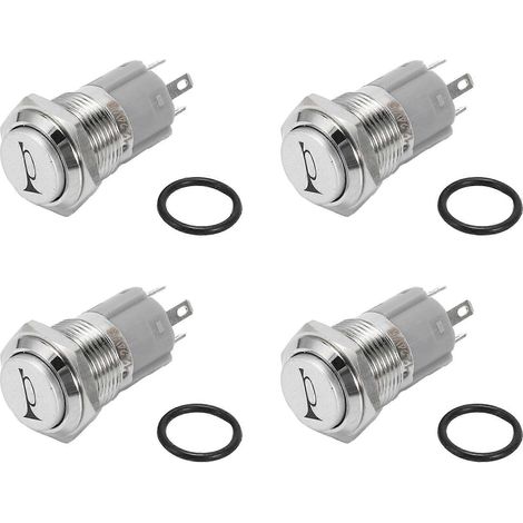 4 boutons-poussoirs momentanés de klaxon LED 12 V 16 mm pour voiture, interrupteur métallique bleu (1/5)