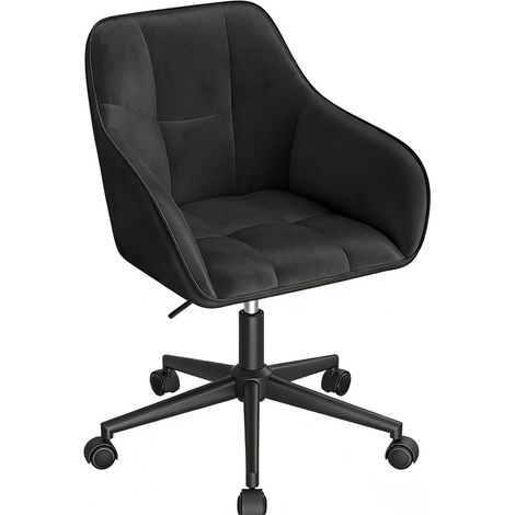 Drehbarer Bürostuhl aus schwarzem Samt mit Höhenverstellung und Metallgestell MODENUIT (1/5)