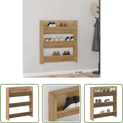 Schuhregal - Wand-Schuhregal Artisan-Eiche 80x18x90 cm Holzwerkstoff (1/5)