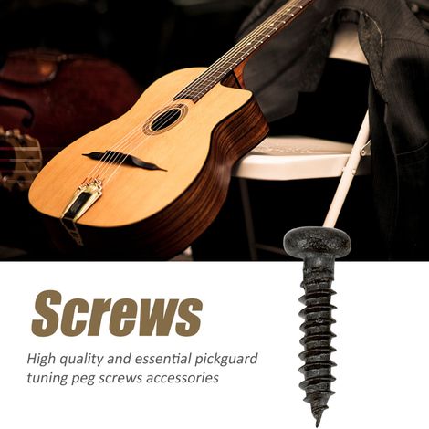 50 vis de montage chromées pour mécaniques de guitare, mécaniques et plaques perforées (noires). (1/5)