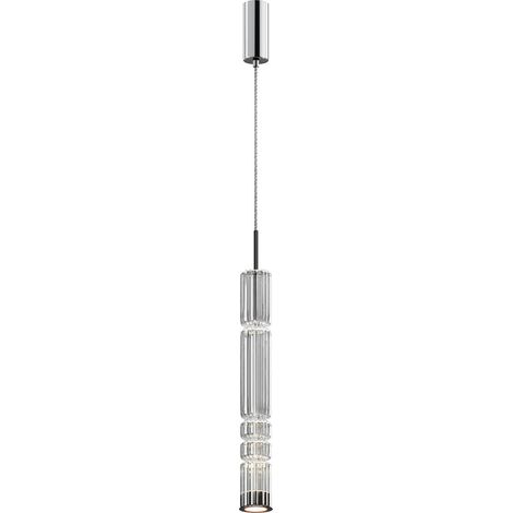 Maytoni Ordo Lampadario a sospensione moderno alto e sottile cromato 3000K 920lm con paralume in vetro (1/2)