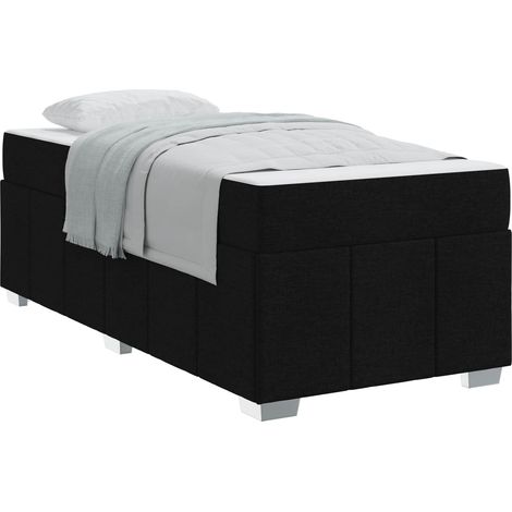 Lit simple  Lit adulte  Cadre de lit avec matelas Noir 80 x 200 cm tissu
