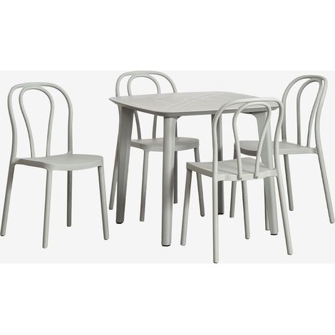 Set Tavolo Quadrato in Polietilene (85x85 cm) Scand e 4 Sedie da Giardino Impilabili Mizzi SKLUM            