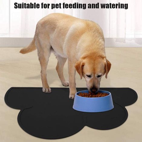 Tapis de Nourriture pour Chat Plat d'Alimentation pour Animaux Bol Tapis de Chien Chat Chiot Silicone Eau Napperon Coussin(noir) MNS (1/4)
